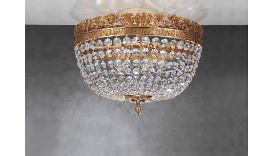 obrazek 1 Wyśmienita lampa sufitowa z kryształu i brązu do salonu