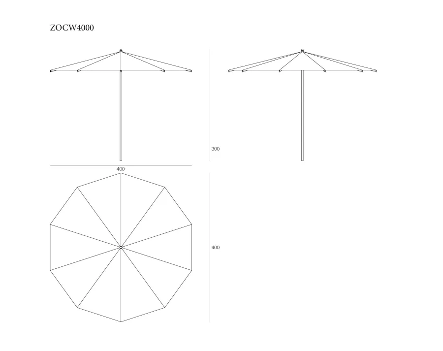 obrazek 2 Okrągły parasol z drewnianym słupkiem, średnicy 400 cm do ogrodu lub na taras