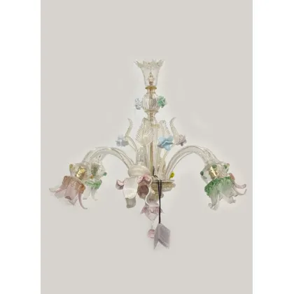 Zdjęcie Atrakcyjny szklany wenecki żyrandol na 6 żarówek Murano