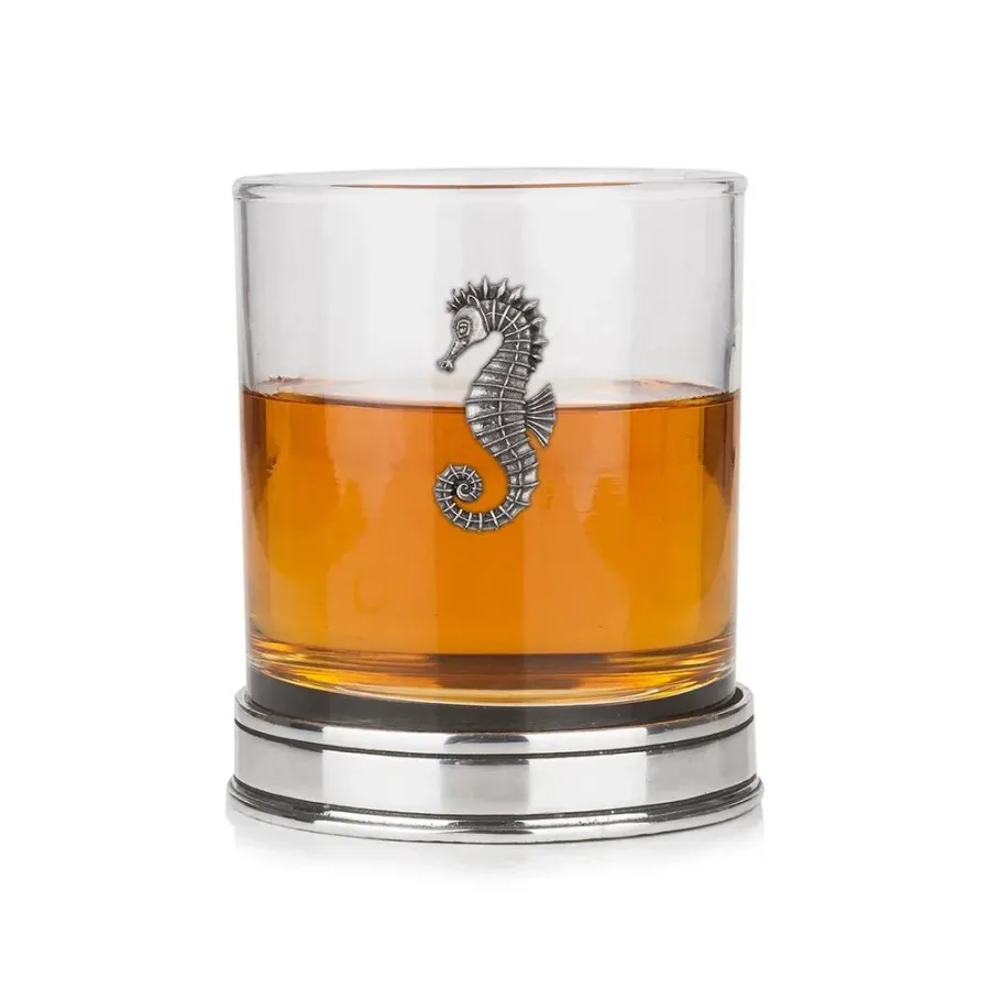 obrazek 1 Szklanka do whisky z pięknym konikiem morskim w kolorze miedzianym – prezent na szczególną okazję