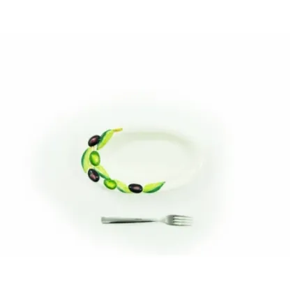 Zdjęcie Mały ręcznie malowany talerz na zapiekankę z motywem oliwek - Le Ceramiche