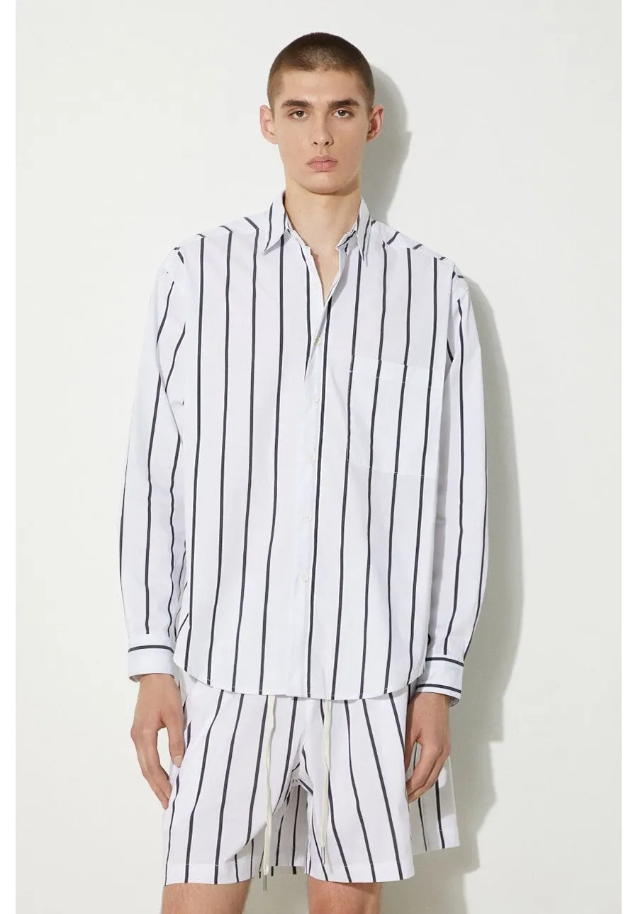 obrazek 1 MKI MIYUKI ZOKU koszula bawełniana Striped Dress Shirt męska kolor czarny regular z kołnierzykiem klasycznym STRIPED.DRESS.SHIRT