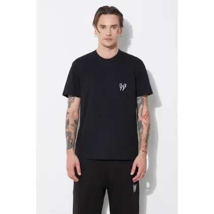 Zdjęcie Neil Barrett t-shirt bawełniany Slim Double Bolt męski kolor czarny z aplikacją MY70218R-Y523-001N