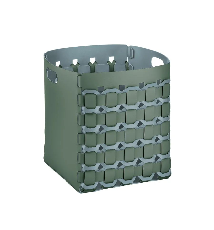 obrazek 1 Luksusowy kosz Geometria Octagon 35x35xH40 cm w kolorze liści eukaliptusa
