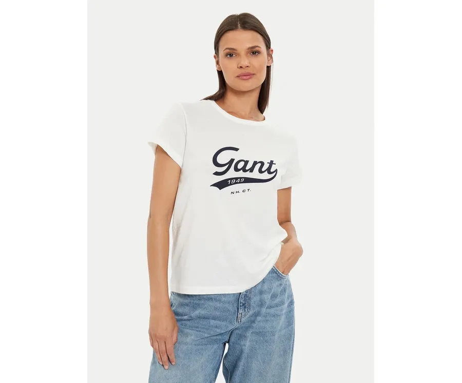 obrazek 1 Gant T-Shirt Script Graphic 4200482 Biały Regular Fit