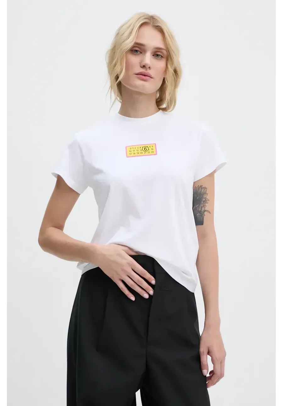 obrazek 1 MM6 Maison Margiela t-shirt bawełniany damski kolor biały S62GD0189.S23588