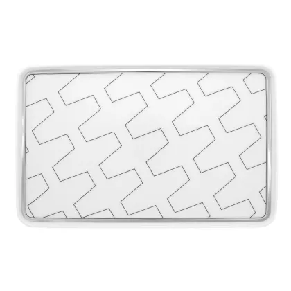 Zdjęcie Stylowy mały prostokątny talerz z kolekcji Trasso z geometrycznym wzorem w linie i platynowym wykończeniem - Vista Alegre