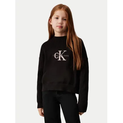 Zdjęcie Calvin Klein Jeans Sweter Monologo IG0IG02654 Czarny Relaxed Fit