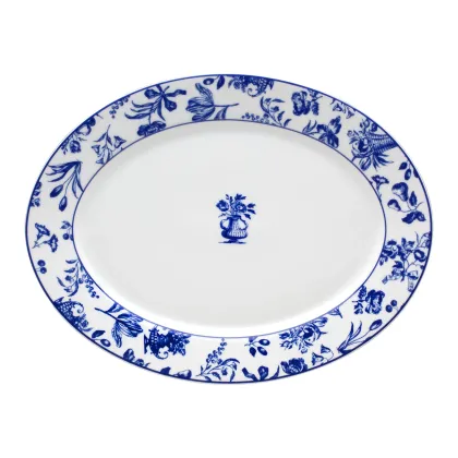 Zdjęcie Porcelanowy mały owalny talerz Chintz Azul z motywem roślinnym - Vista Alegre