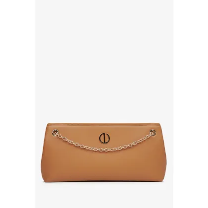 Zdjęcie Estro: Brązowa torebka damska typu bagietka ze złotym łańcuszkiem