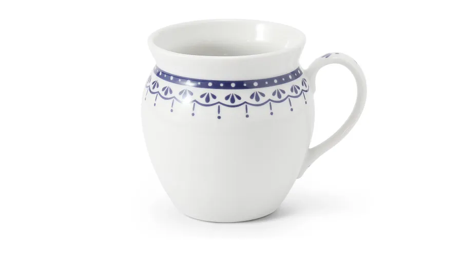 obrazek 1 Piękny porcelanowy kubek z delikatnym niebieskim zdobieniem z kolekcji HyggeLine – Leander