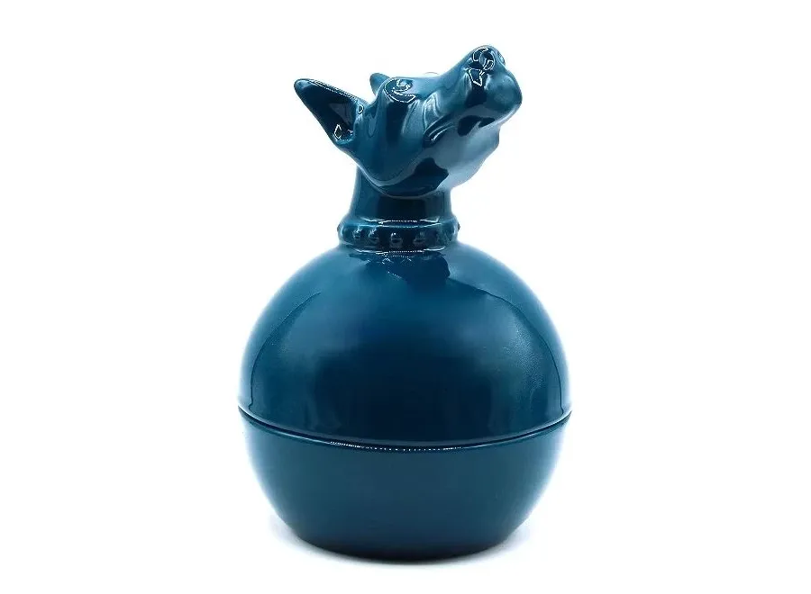 obrazek 1 Wspaniały pojemnik ceramiczny zdobiony głową psa