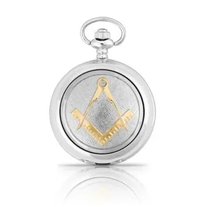 Zdjęcie Dwukolorowy zegarek kieszonkowy z symbolami masońskimi – prezent dla mężczyzny