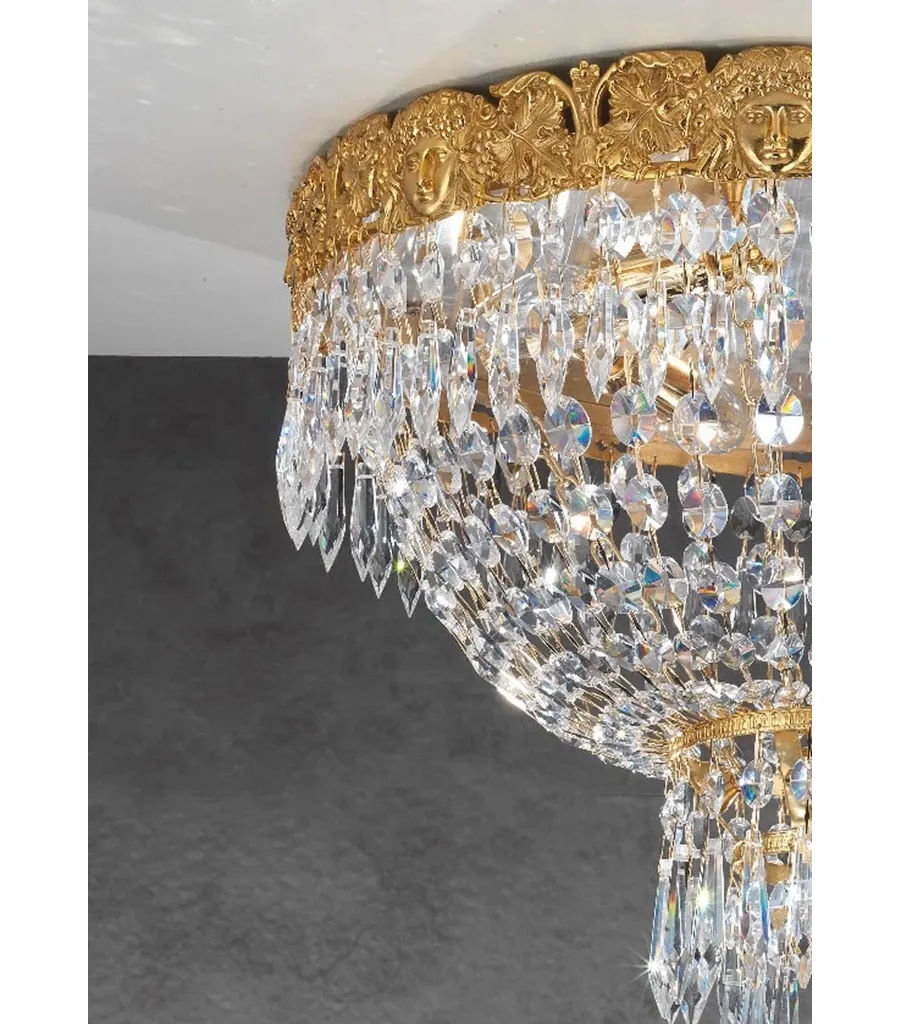 obrazek 3 Lampa sufitowa z pozłacanego brązu z kryształowymi zawieszkami