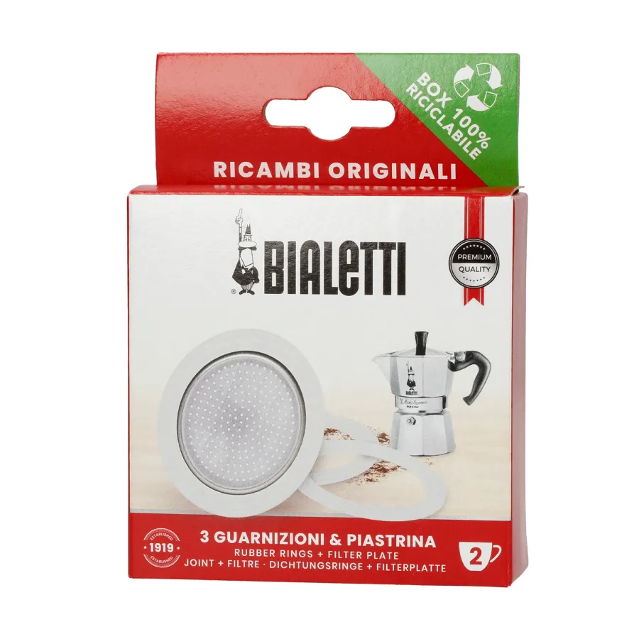 obrazek 1 Bialetti - Uszczelka (3 szt.) + sitko do kawiarek aluminiowych Bialetti 2tz BIALETTI