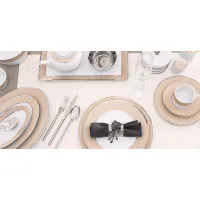 Zdjęcie Ekskluzywny komplet zastawy stołowej z porcelany dla 12 osobowej rodziny - Porcel