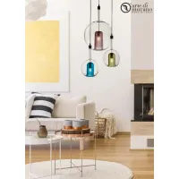 Picture Decorative pendant lamp for the living room with three mixed lights in Murano glass