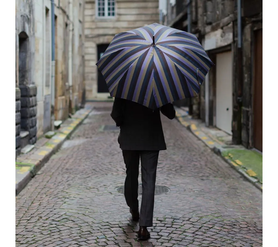obrazek 8 Stylowy parasol męski w wielokolorowe paski z piękną rączką - Pasotti