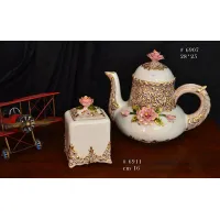 Zdjęcie Oryginalna cukiernica i dzbanek ceramiczny w stylu barokowym