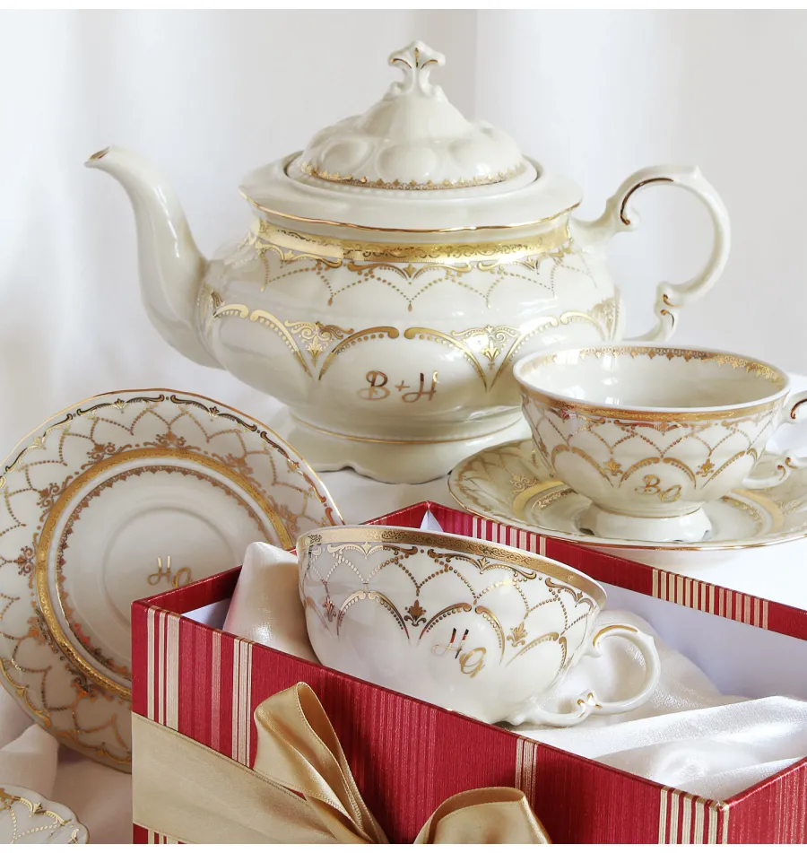 obrazek 4 Stylowa filiżanka ze spodkiem z porcelany z kolekcji Ivory wedding sonata – Leander