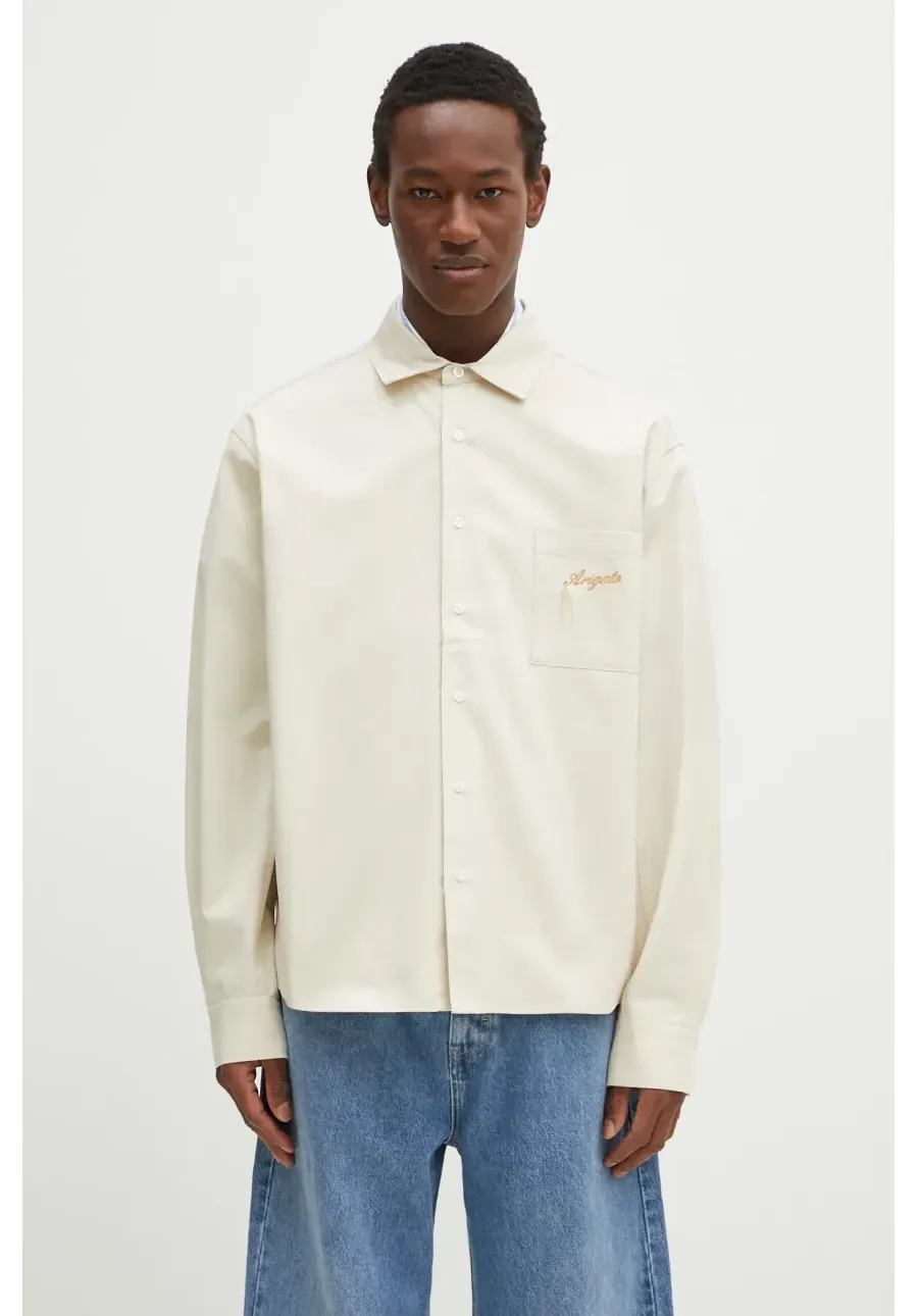 obrazek 1 Axel Arigato koszula bawełniana Ray Overshirt męska kolor beżowy relaxed z kołnierzykiem klasycznym A3119002
