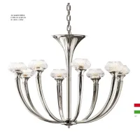 Zdjęcie Żyrandol z mosiądzu z ośmioma światłami z kryształowymi kloszami - Il Paralume Marina