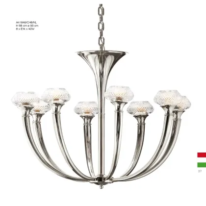 Zdjęcie Żyrandol z mosiądzu z ośmioma światłami z kryształowymi kloszami - Il Paralume Marina