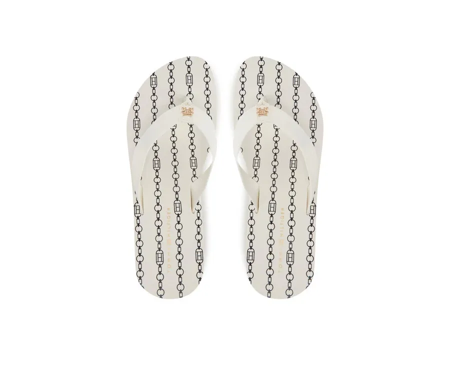 obrazek 1 Tommy Hilfiger Japonki Im Th Chainprint Midwedge Sandal FW0FW08527 Biały
