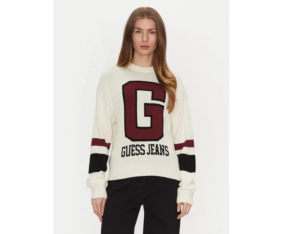 obrazek 1 Guess Jeans Sweter W4BR11 Z3HN2 Biały Regular Fit