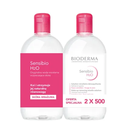 Zdjęcie Bioderma Sensibio H2O Płyn micelarny, 2 x 500 ml 1000 ml