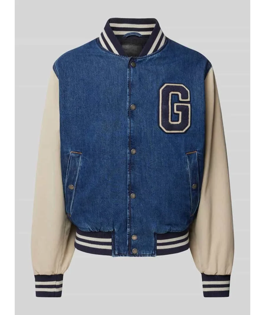 obrazek 1 Kurtka baseballowa z imitacji denimu model ‘DENIM VARSITY’