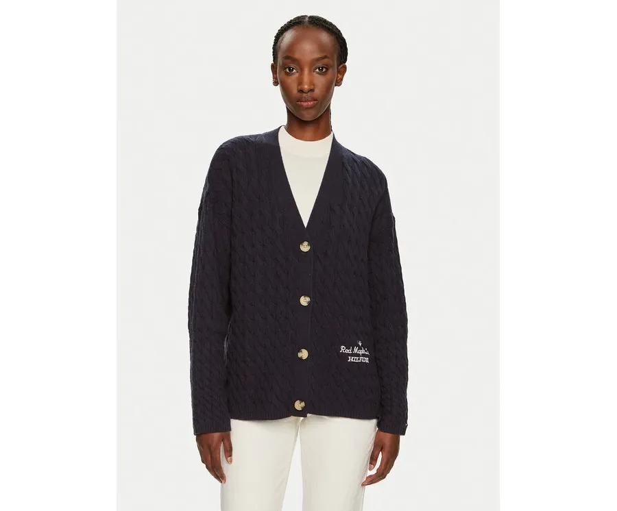 obrazek 1 Tommy Hilfiger Kardigan WW0WW42143 Granatowy Relaxed Fit
