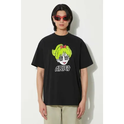Zdjęcie Aries t-shirt bawełniany Kiss SS Tee męski kolor czarny z nadrukiem SUAR60005X