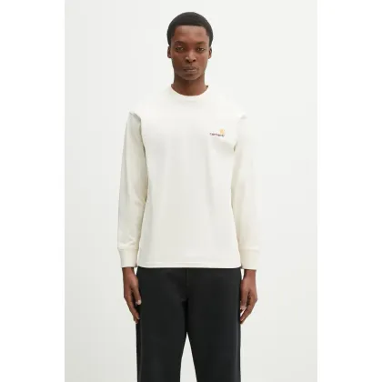 Zdjęcie Carhartt WIP longsleeve bawełniany L/S American Script T-Shirt kolor beżowy gładki I029955.05XX