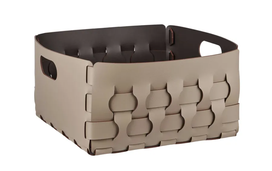 obrazek 1 Skórzany kosz Dubai o wymiarach 35x35xH20 cm w kolorze cappuccino