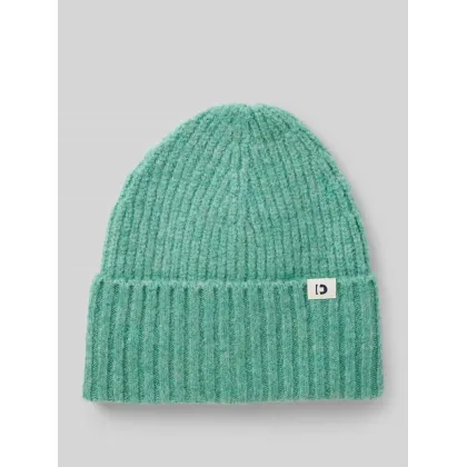 Zdjęcie Czapka beanie z prążkowanej dzianiny z naszywką z logo na brzegu