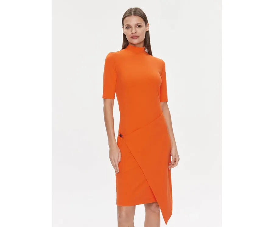 obrazek 1 Calvin Klein Sukienka codzienna Stretch Jersey Asymmetric Dress K20K206498 Pomarańczowy Slim Fit
