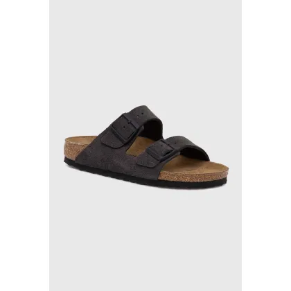 Zdjęcie Birkenstock klapki zamszowe Arizona damskie kolor szary 1028592