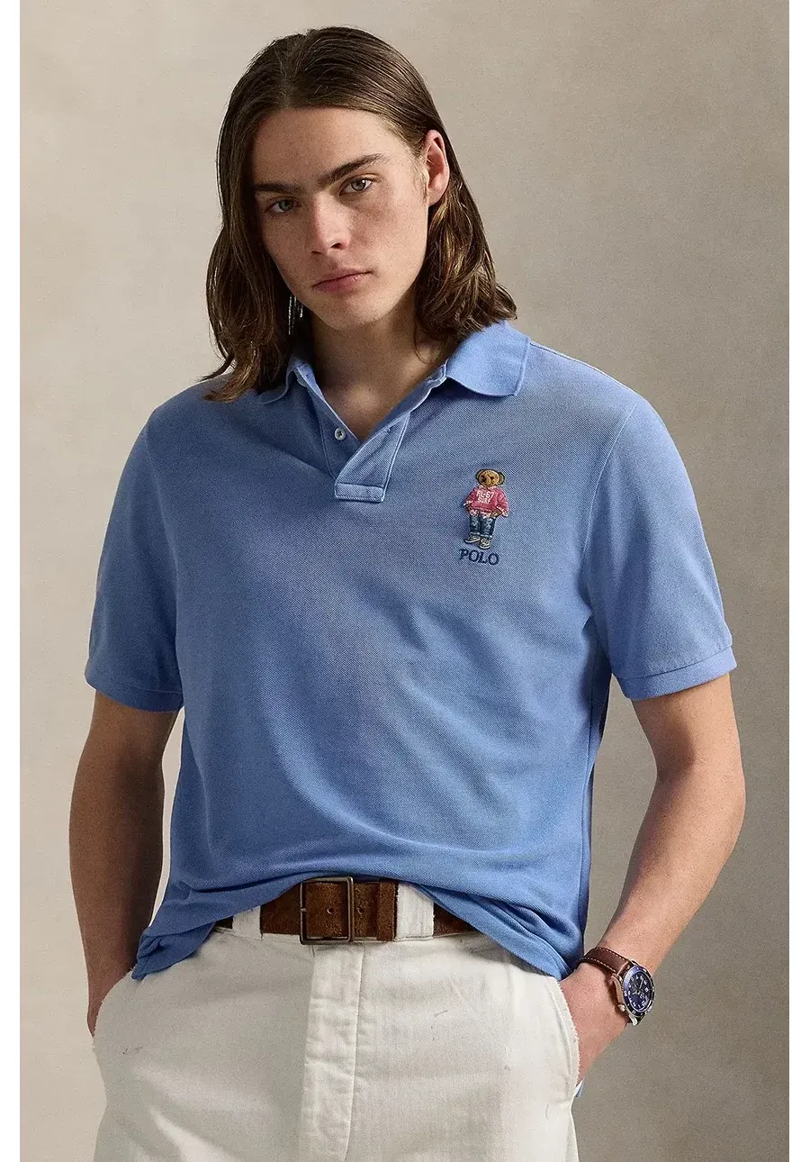 obrazek 1 Polo Ralph Lauren polo bawełniane męski kolor niebieski gładki 710969629