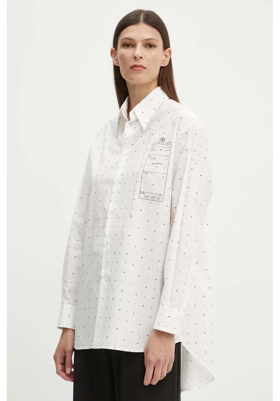 obrazek 1 MM6 Maison Margiela koszula bawełniana damska kolor biały relaxed z kołnierzykiem klasycznym S52DT0014