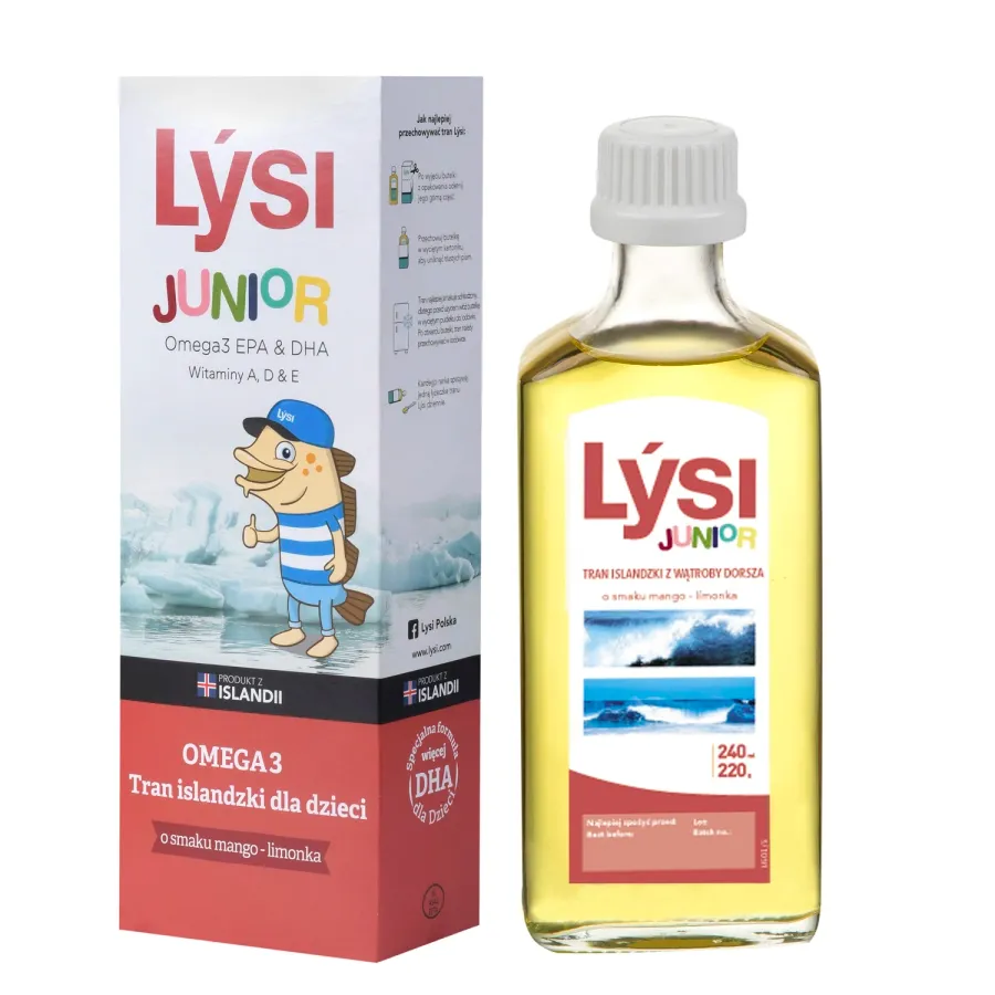 obrazek 1 Lysi Junior Tran Islandzki dla dzieci o smaku mango-limonka, Olej