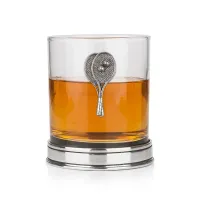 Picture A unique gift for a tennis lover - a whiskey glass with a depiction of copper-colored tennis rackets