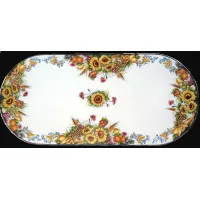 Picture Elegant countertop made of volcanic lava decorated with a sunflower and fruit motif - Ceramiche Valchida