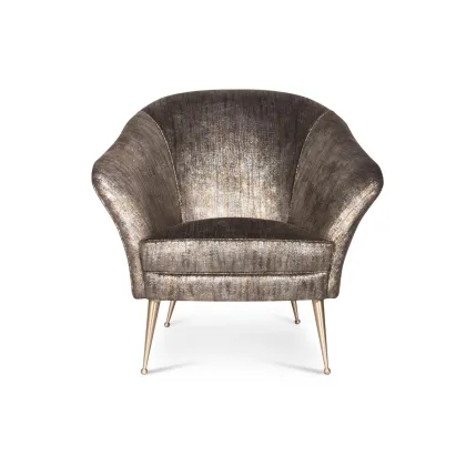 Picture An unusual armchair for the living room with brass elements