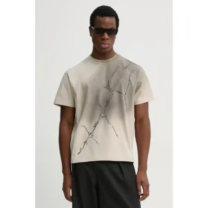 Zdjęcie Heliot Emil t-shirt męski kolor beżowy z nadrukiem PRESS25_M_09_129_ST18