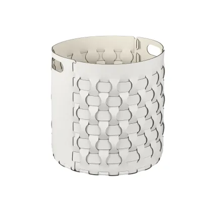 Zdjęcie Biały skórzany kosz Dubai Ø40xH40 cm