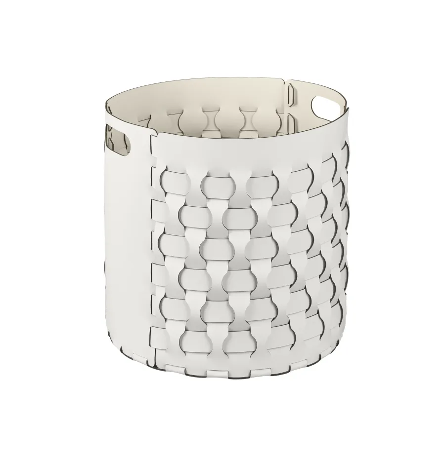 obrazek 1 Biały skórzany kosz Dubai Ø40xH40 cm