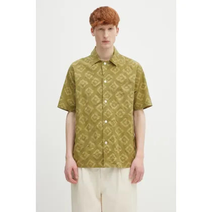 Zdjęcie Norse Projects koszula bawełniana Mads Batik SS Shirt męska kolor zielony regular N40.0833.8037