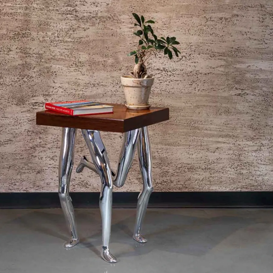 obrazek 3 LEGGY ACCENT TABLE – Nowoczesny rzeźbiony stolik pomocniczy z drewna tekowego do wnętrz domowych