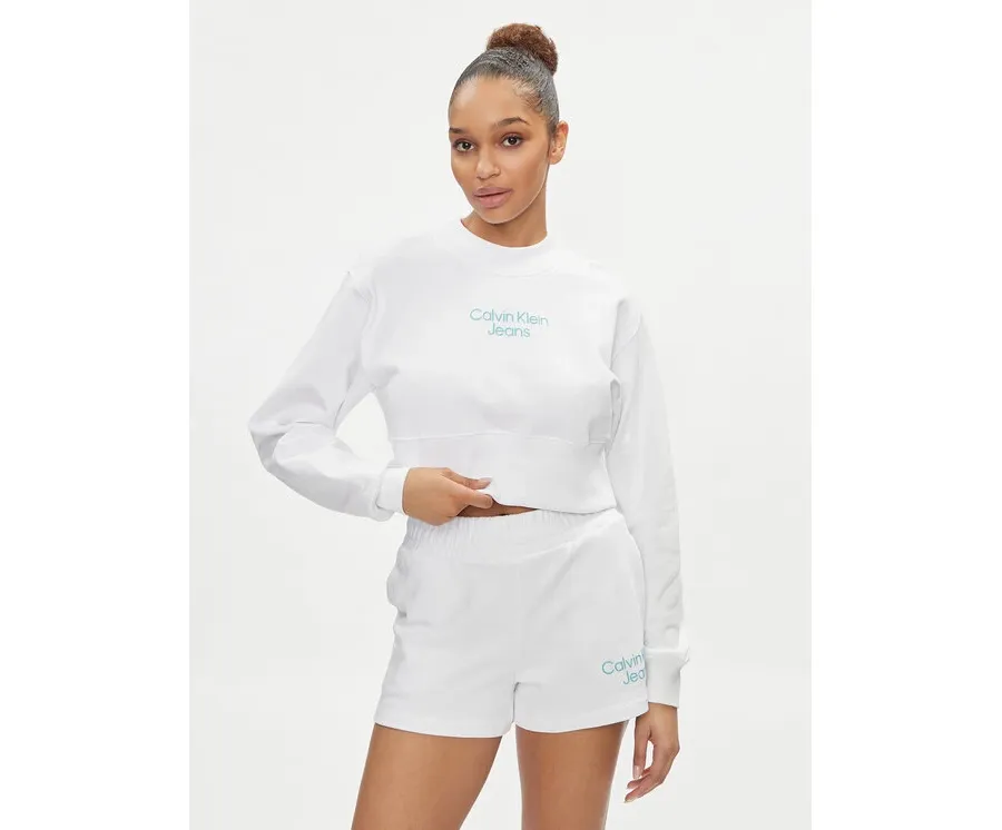 obrazek 1 Calvin Klein Jeans Bluza Stacked Institutional J20J221466 Biały Regular Fit